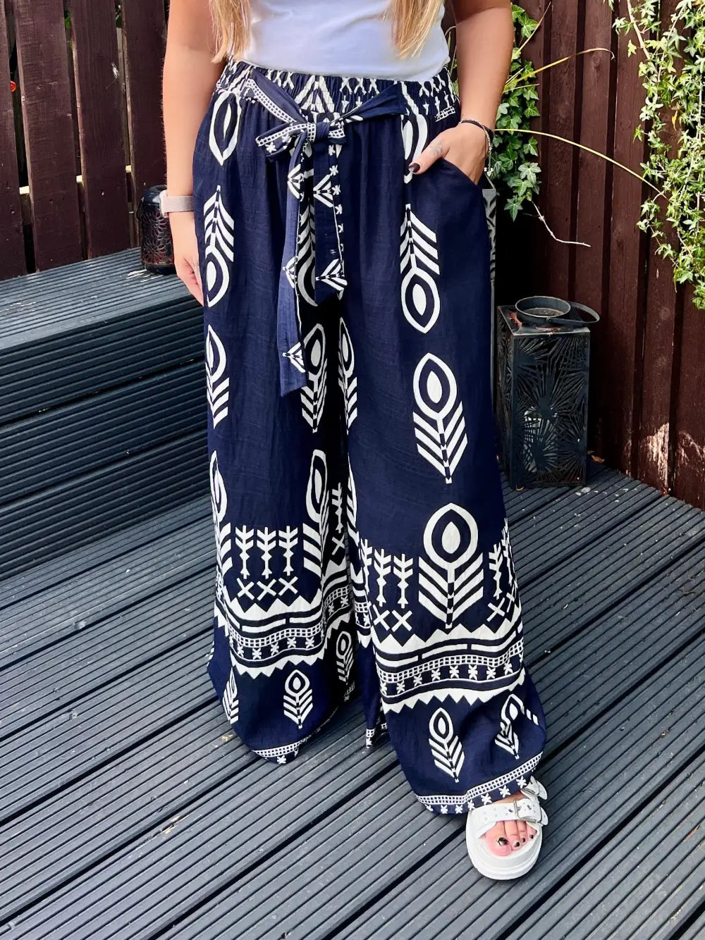 Ainsley Patterned Trousers NAVY