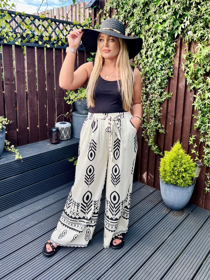 Ainsley Patterned Trousers WHITE