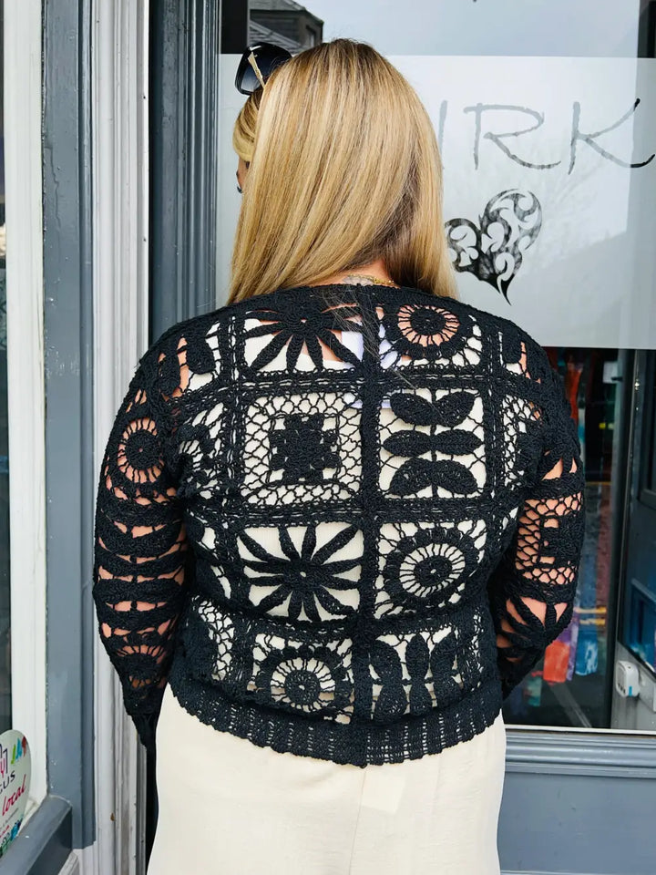 Alana Crochet Knit BLACK