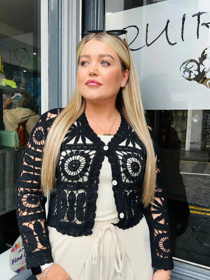 Alana Crochet Knit BLACK