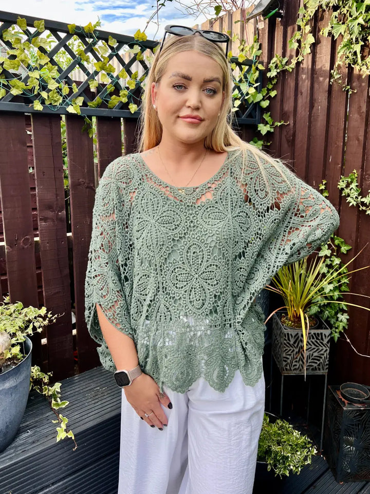 Alanna Crochet With Vest KHAKI