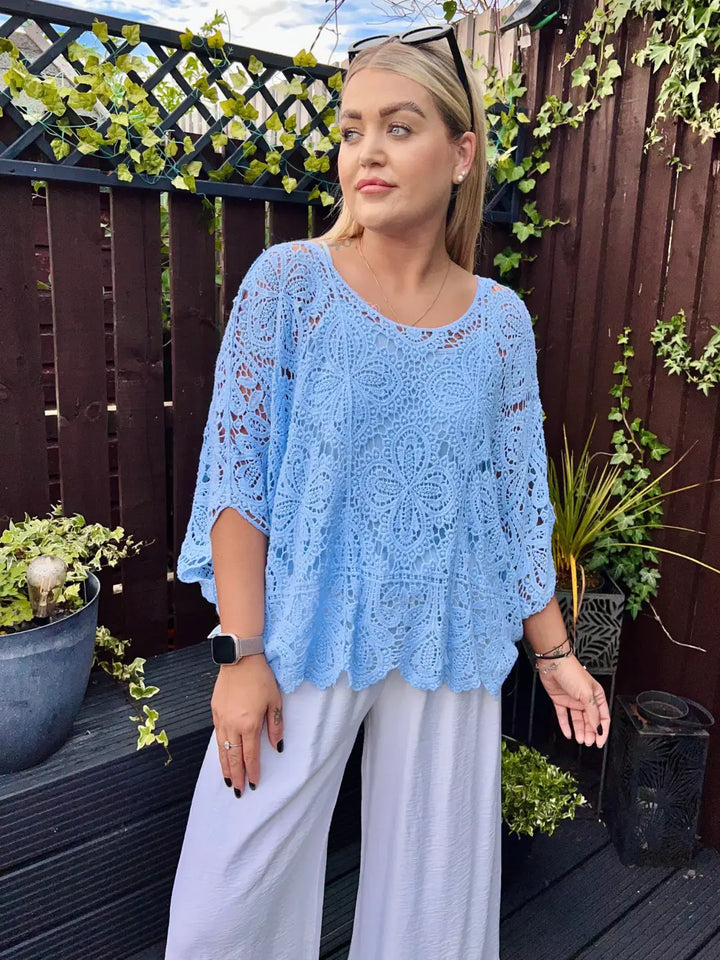 Alanna Crochet With Vest PALE BLUE