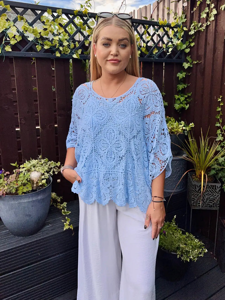 Alanna Crochet With Vest PALE BLUE
