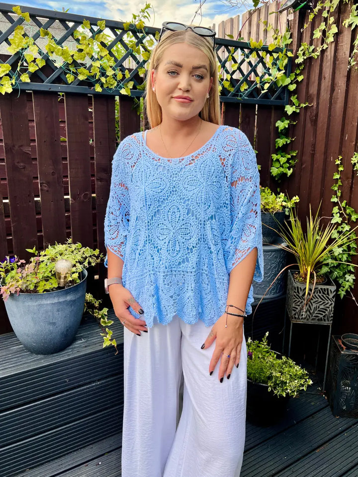Alanna Crochet With Vest PALE BLUE