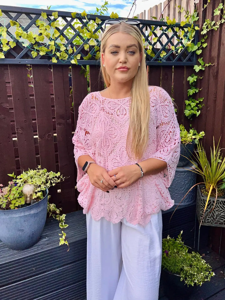Alanna Crochet With Vest PALE PINK
