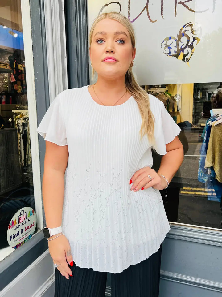 Alina Sparkle Pleated Top CREAM
