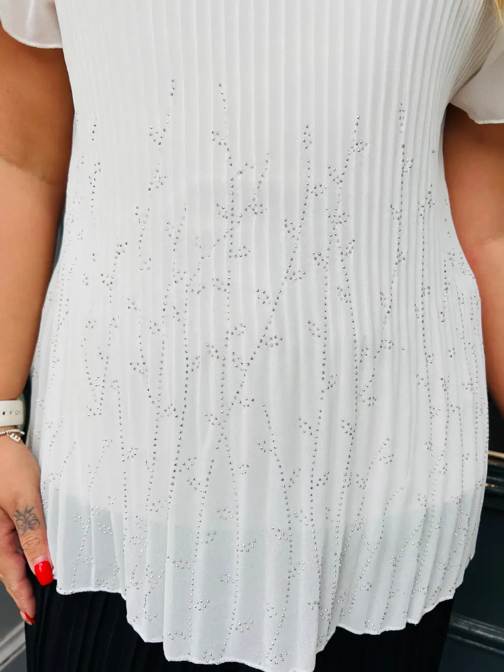 Alina Sparkle Pleated Top CREAM