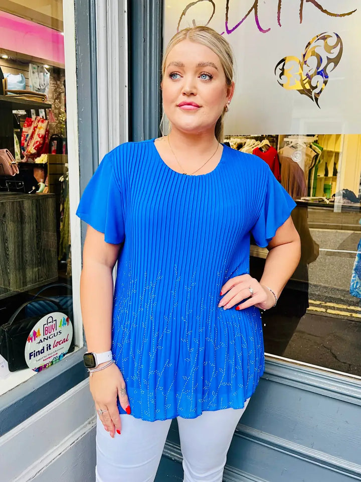 Alina Sparkle Pleated Top ROYAL