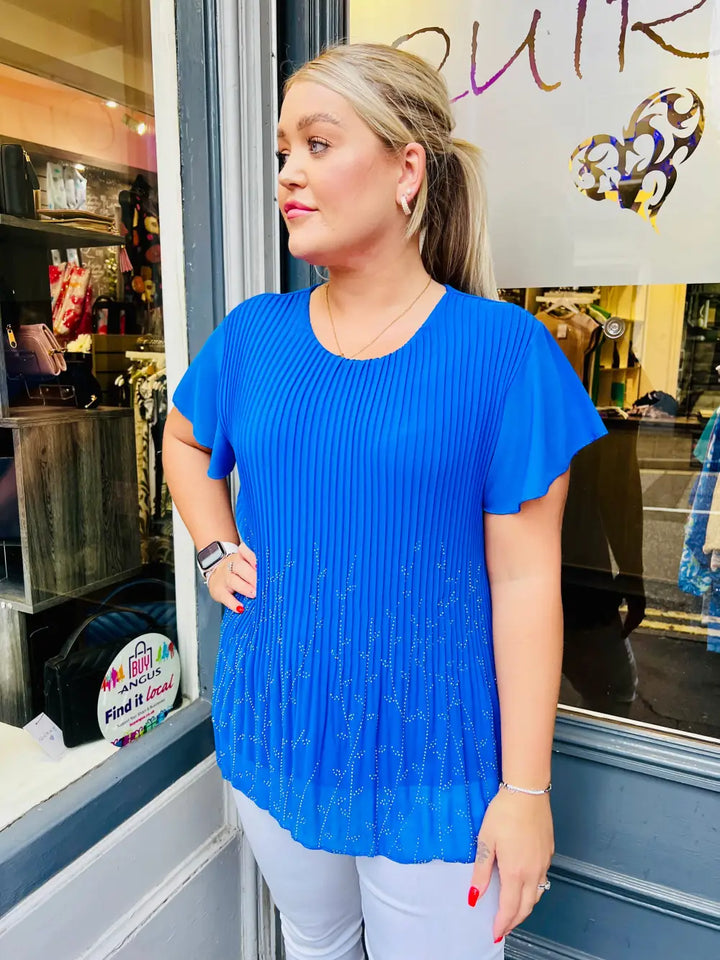 Alina Sparkle Pleated Top ROYAL