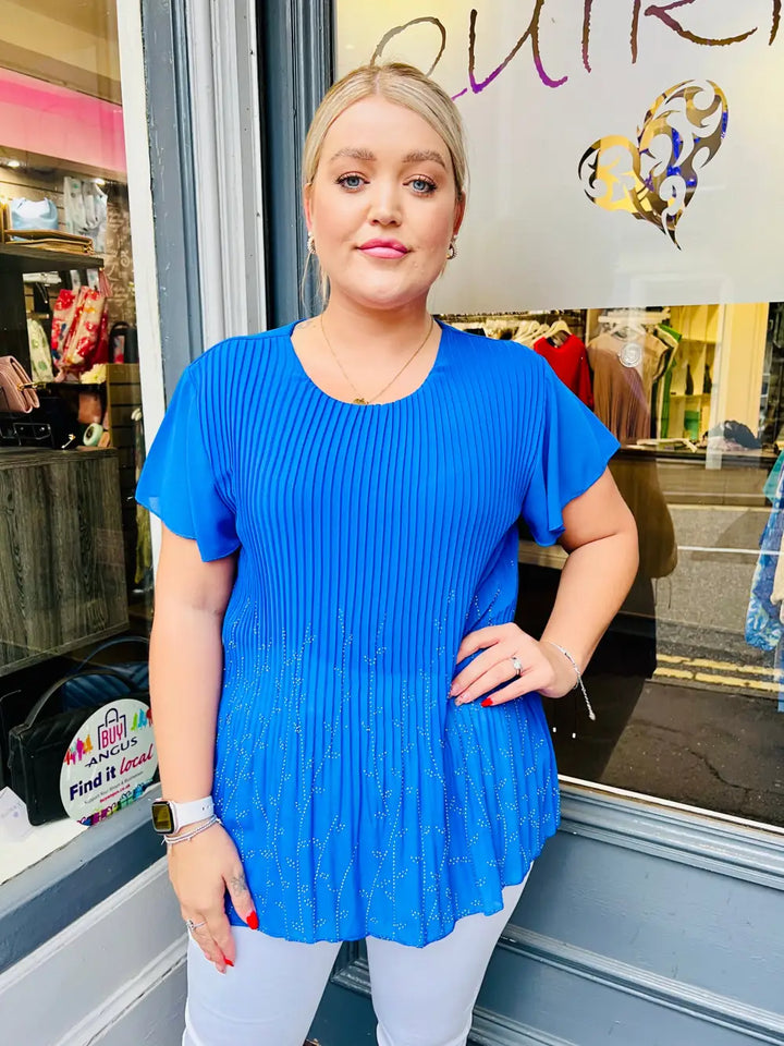 Alina Sparkle Pleated Top ROYAL