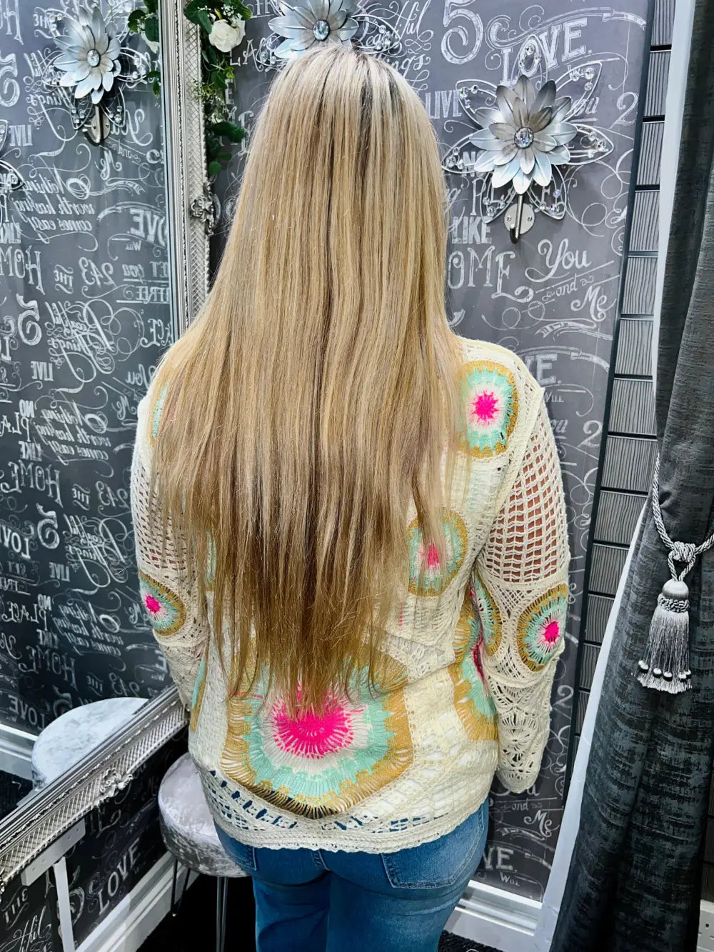 Andii V-Neck Crochet Jumper FUSCHIA