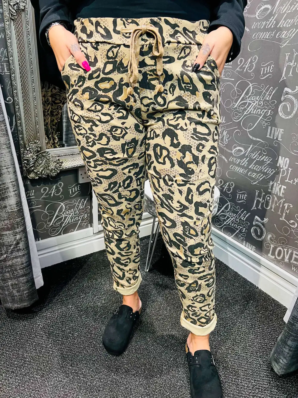 Animal Print Magic Trousers LIGHT CAMEL