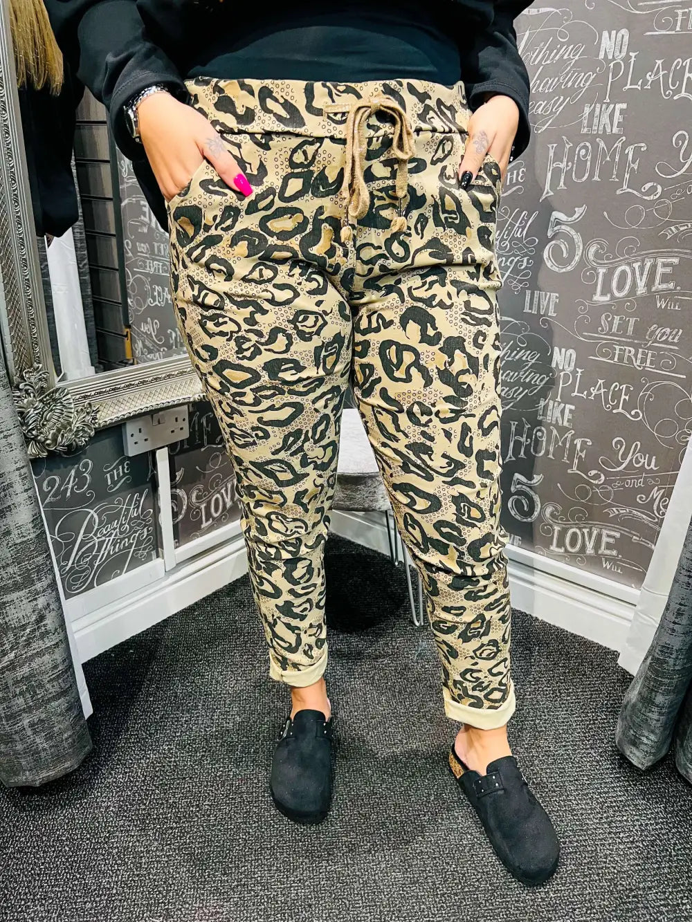 Animal Print Magic Trousers LIGHT CAMEL