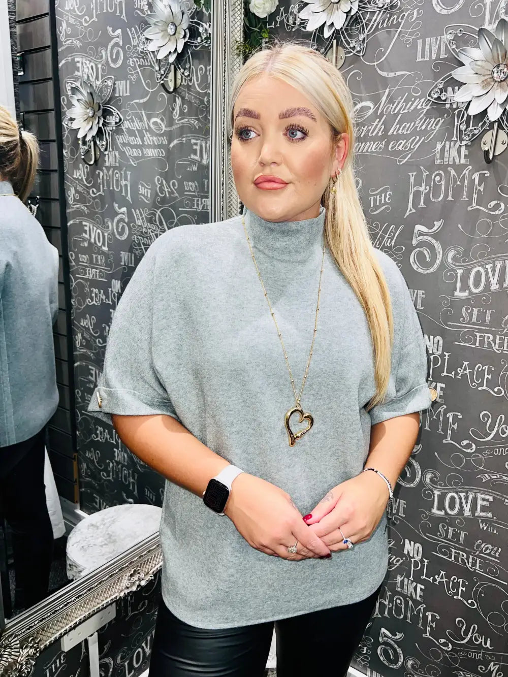Annabel Short Sleeve Knit LIGHT GREY - Knitwear