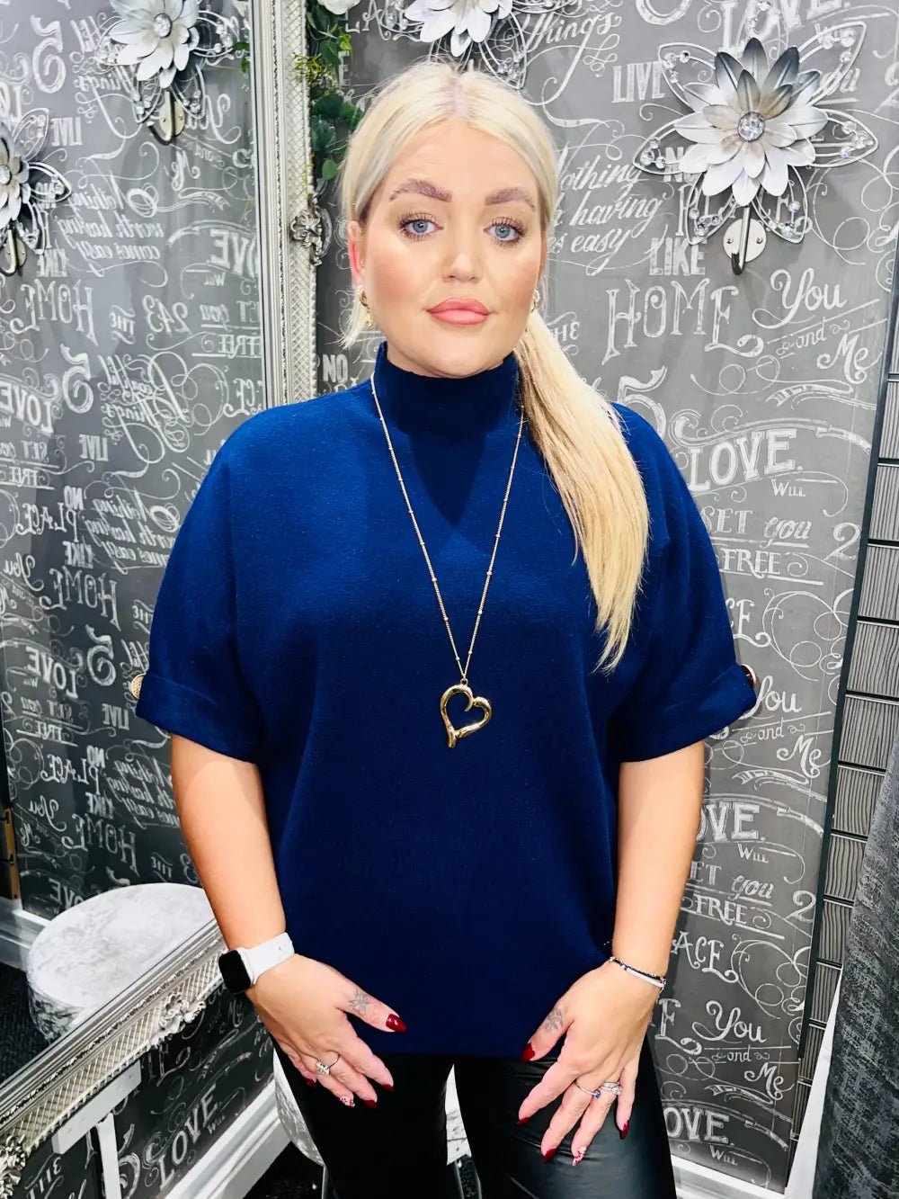 Annabel Short Sleeve Knit NAVY - Knitwear