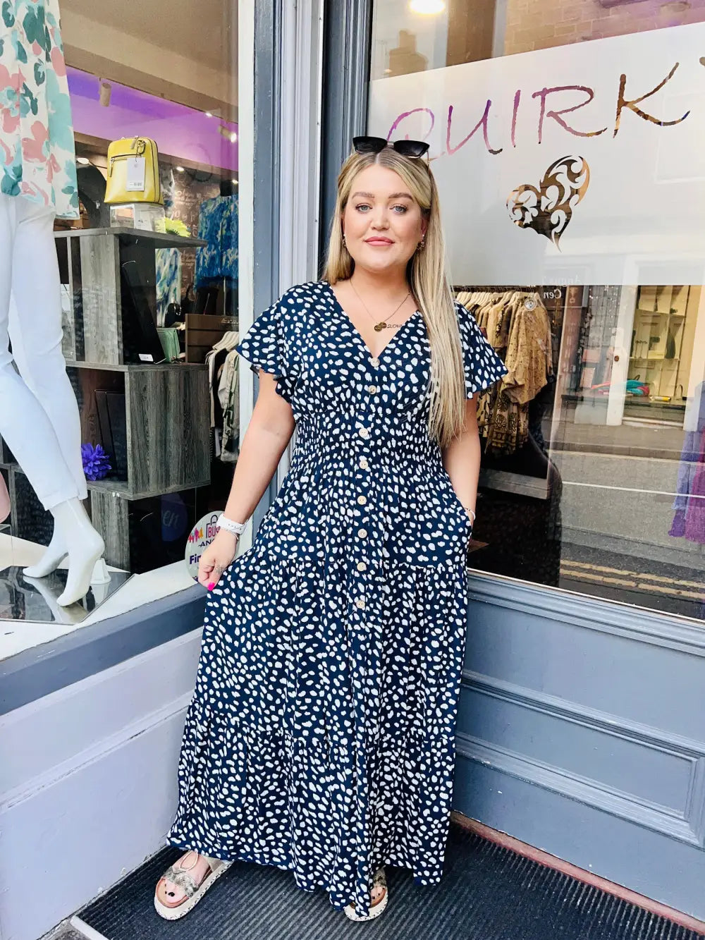 Annissa Spot Maxi Dress NAVY - Dress