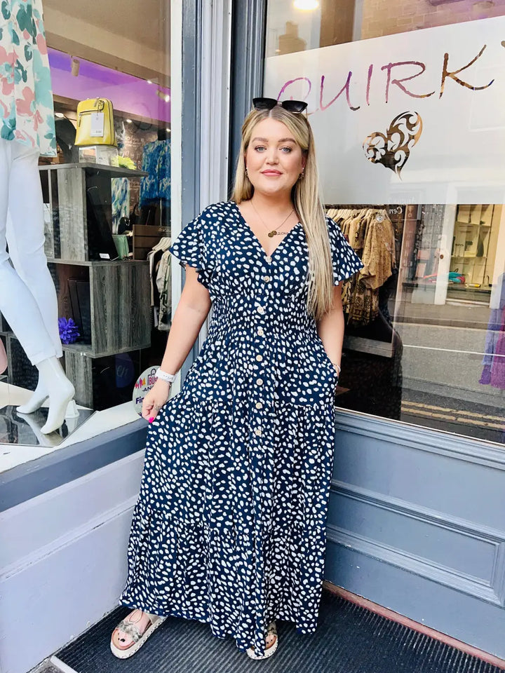 Annissa Spot Maxi Dress NAVY - Dress