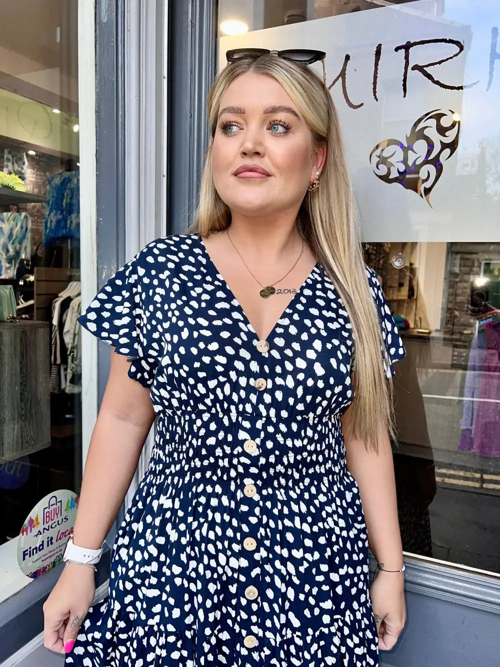 Annissa Spot Maxi Dress NAVY - Dress