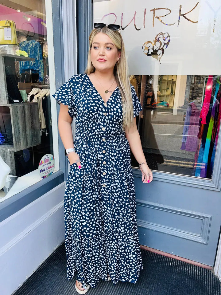 Annissa Spot Maxi Dress NAVY - Dress