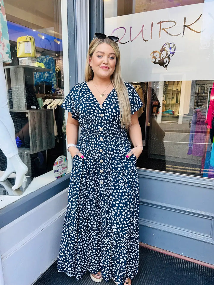 Annissa Spot Maxi Dress NAVY - Dress