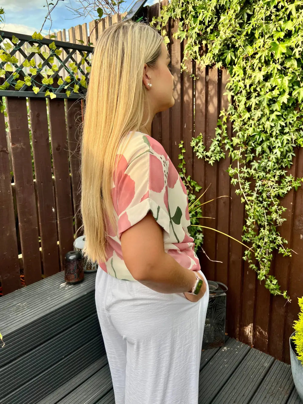 Ariana Side Tie Floral Chiffon Blouse DUSKY PINK