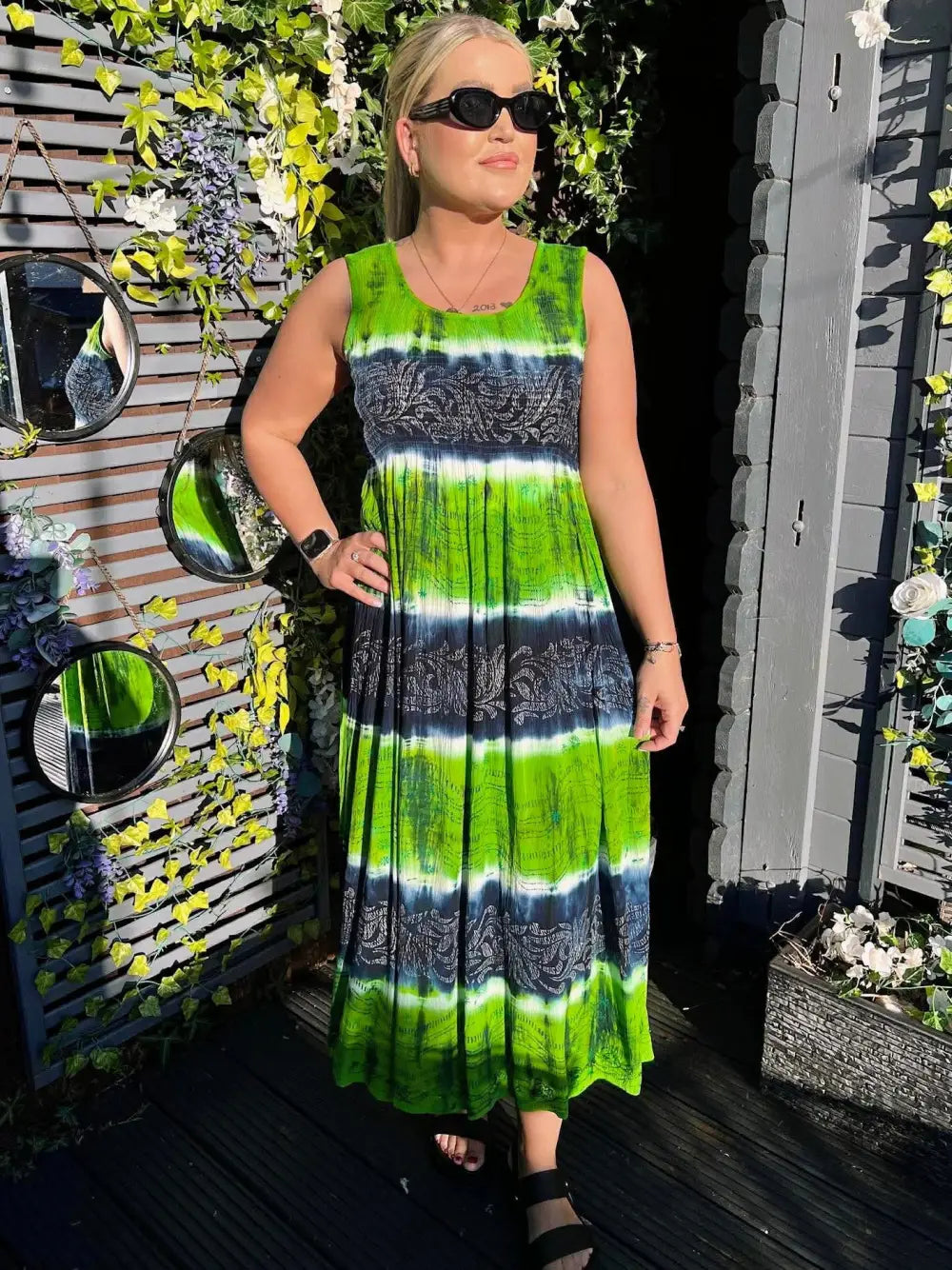 slim fit dress slacks Arielle Block Stripe Maxi Dress NAVY/GREEN