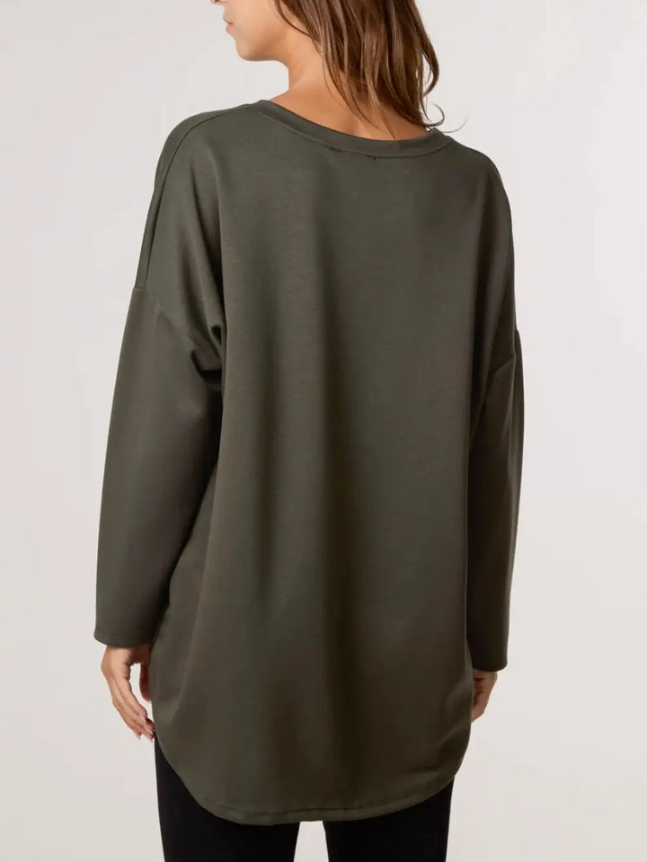 Ashley Foil Heart Print Sweatshirt KHAKI