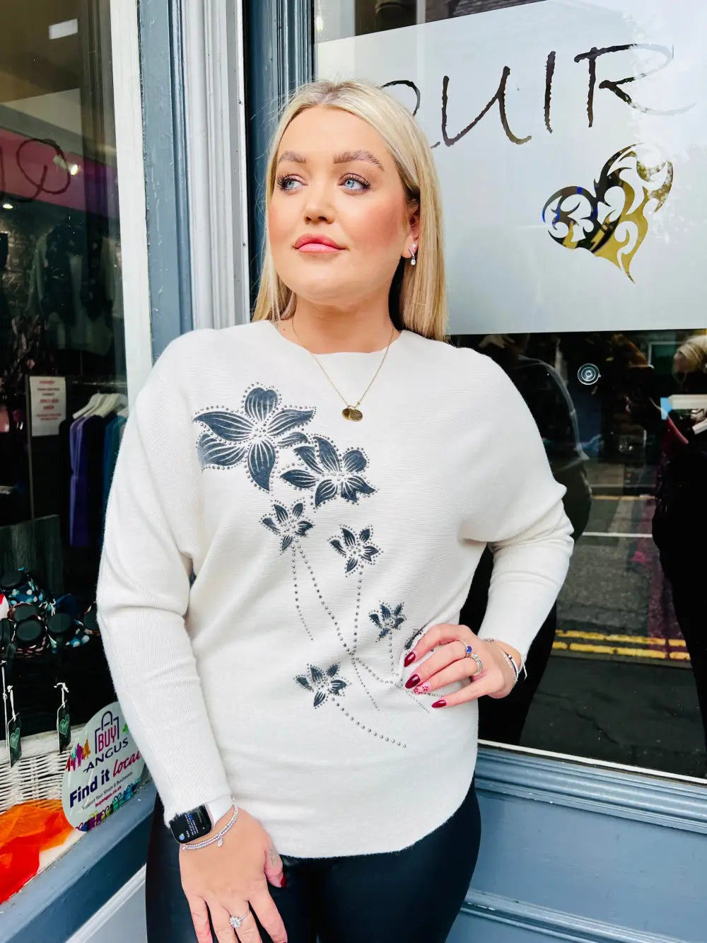 Aston Velvet Floral Jumper CREAM - Knitwear