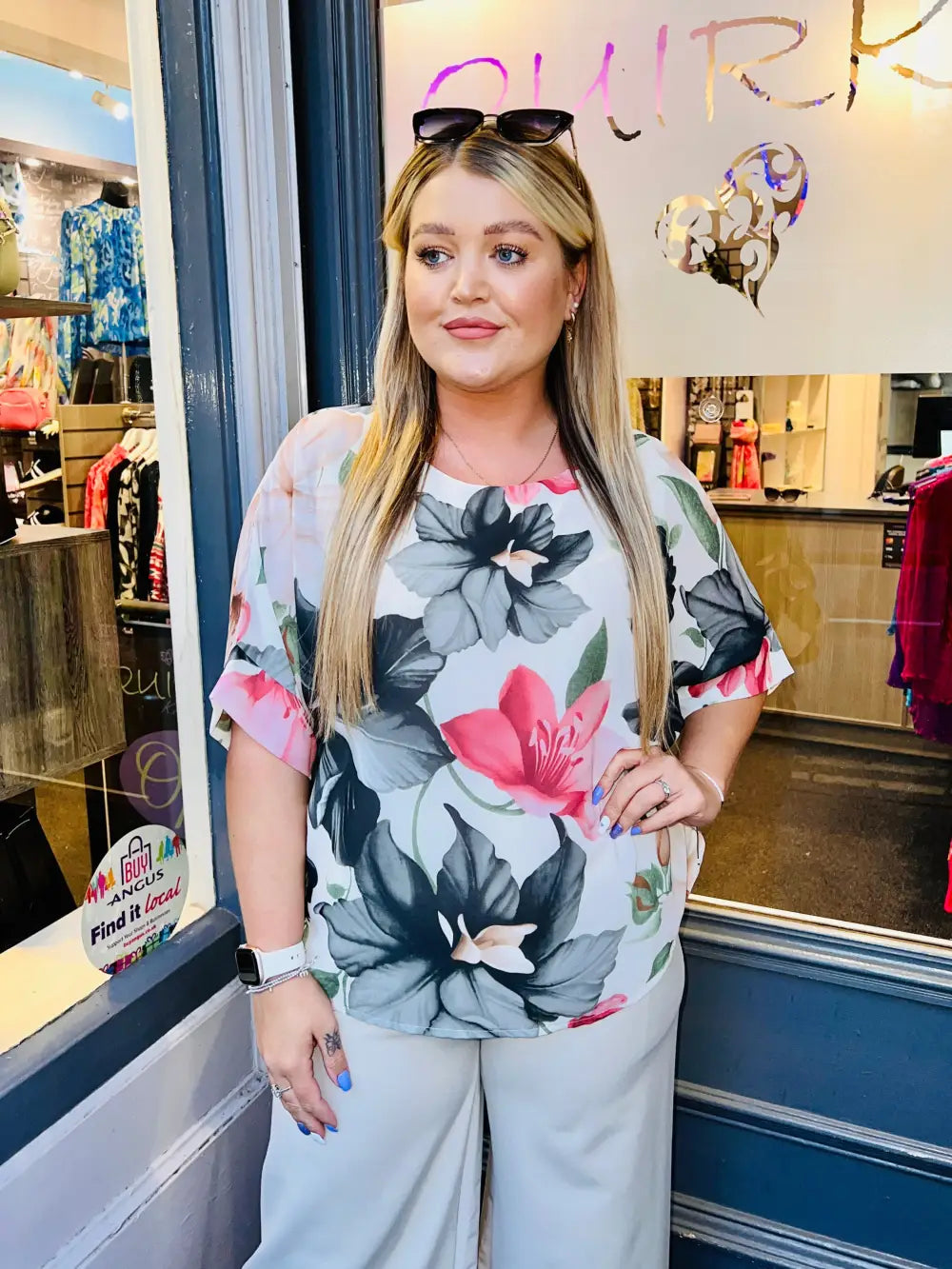Avalina Bold Floral Blouse BLACK