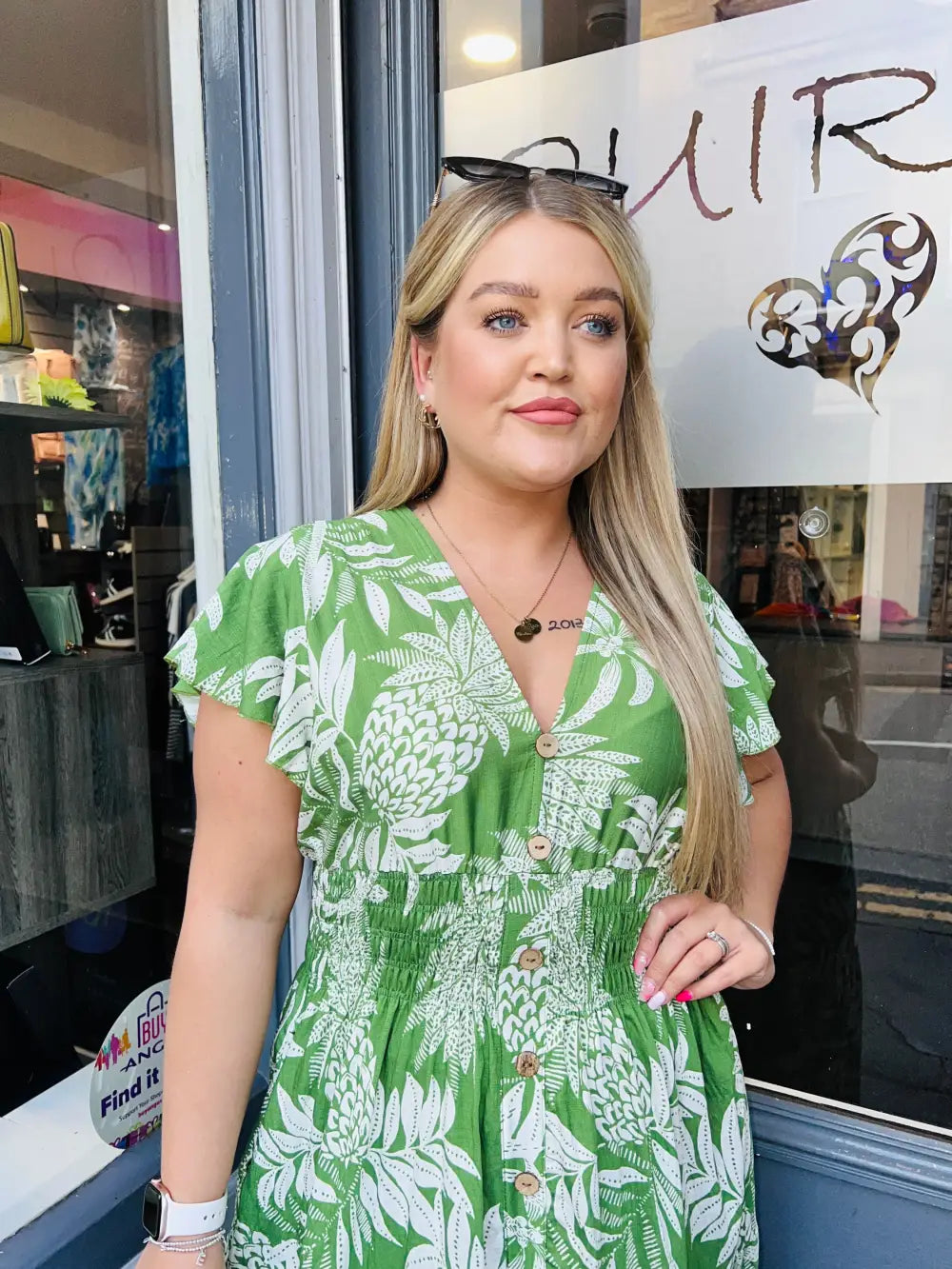Ayla Floral Maxi Dress GREEN - Dress