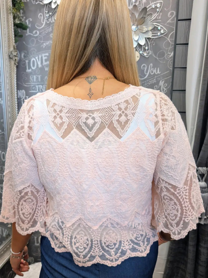 Belle Lace Blouse LIGHT PINK