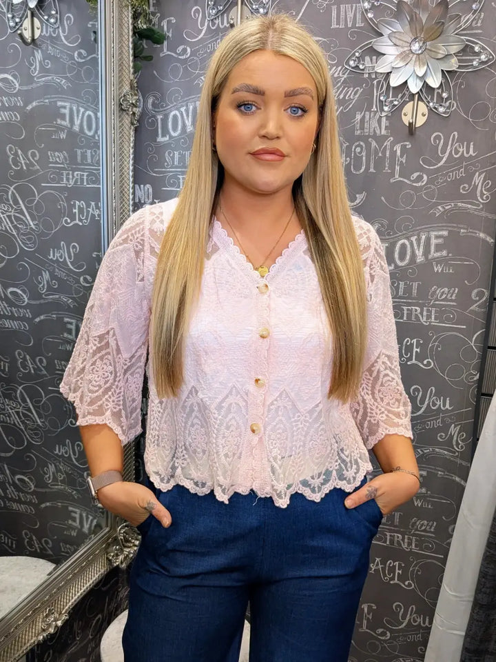 Belle Lace Blouse LIGHT PINK