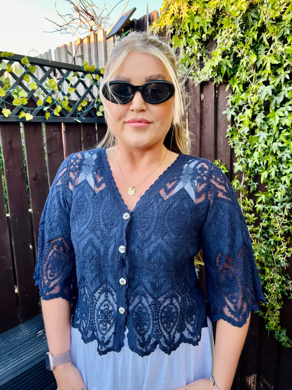 Belle Lace Blouse NAVY