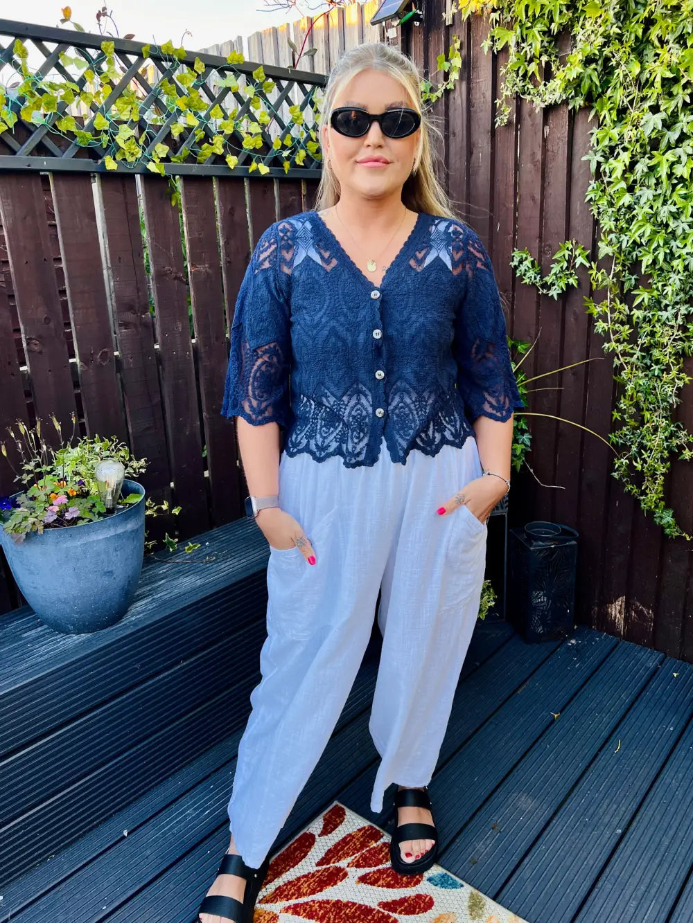 Belle Lace Blouse NAVY