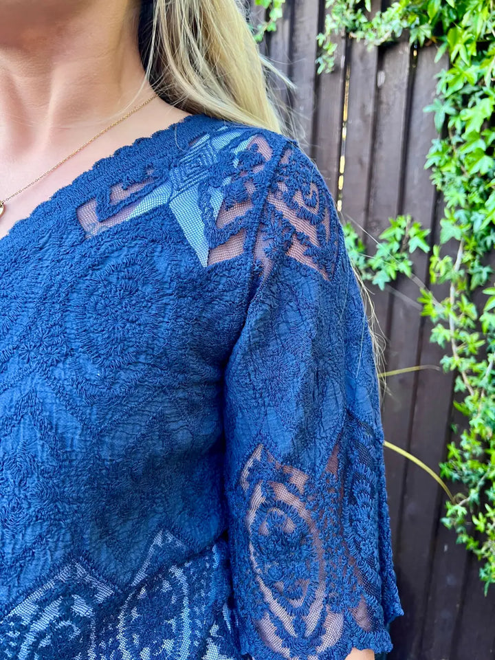 Belle Lace Blouse NAVY