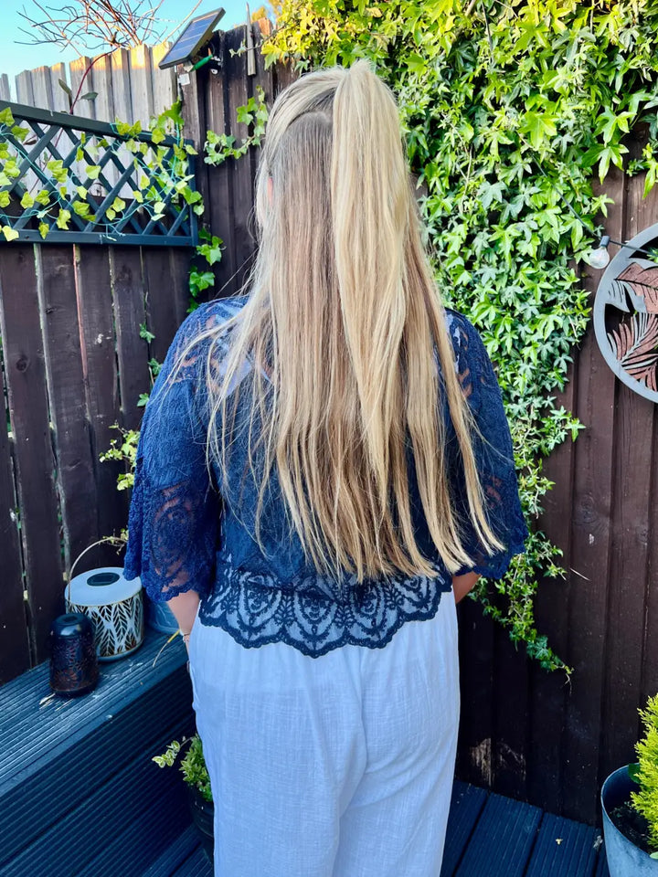 Belle Lace Blouse NAVY