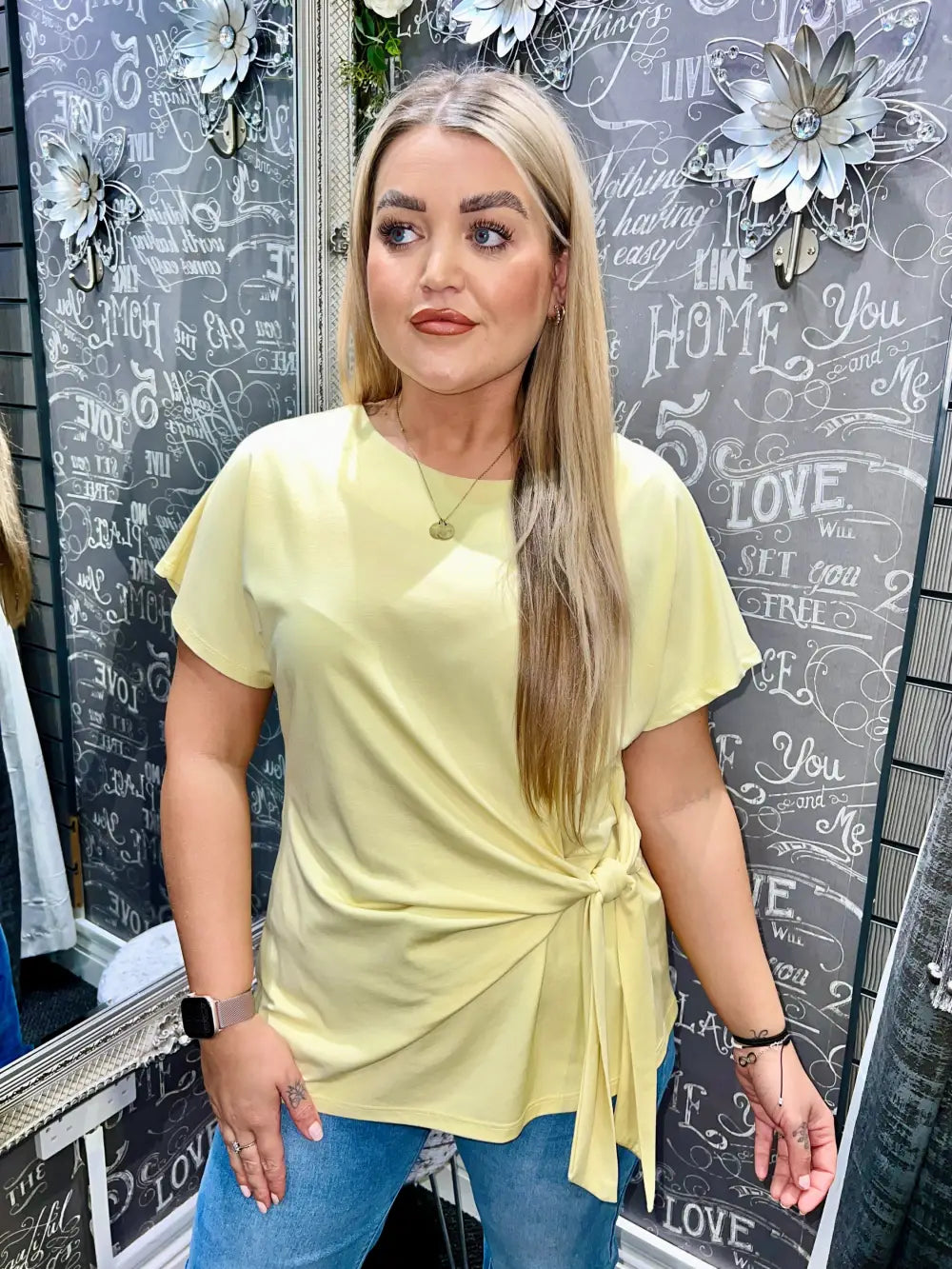 Beth Side Tie Top LEMON - Tops