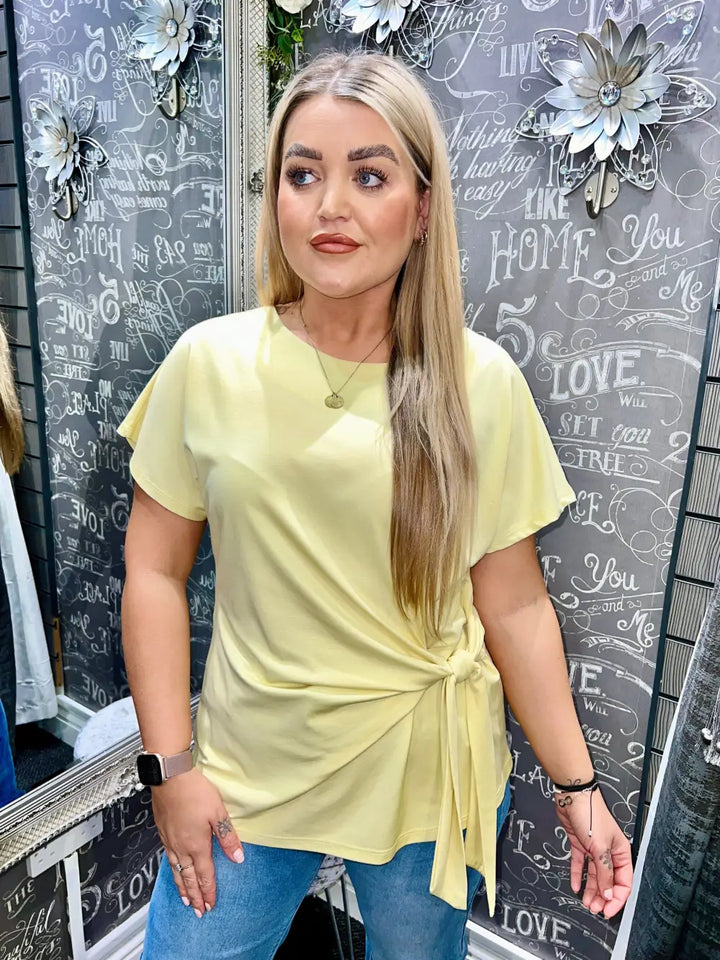 Beth Side Tie Top LEMON - Tops