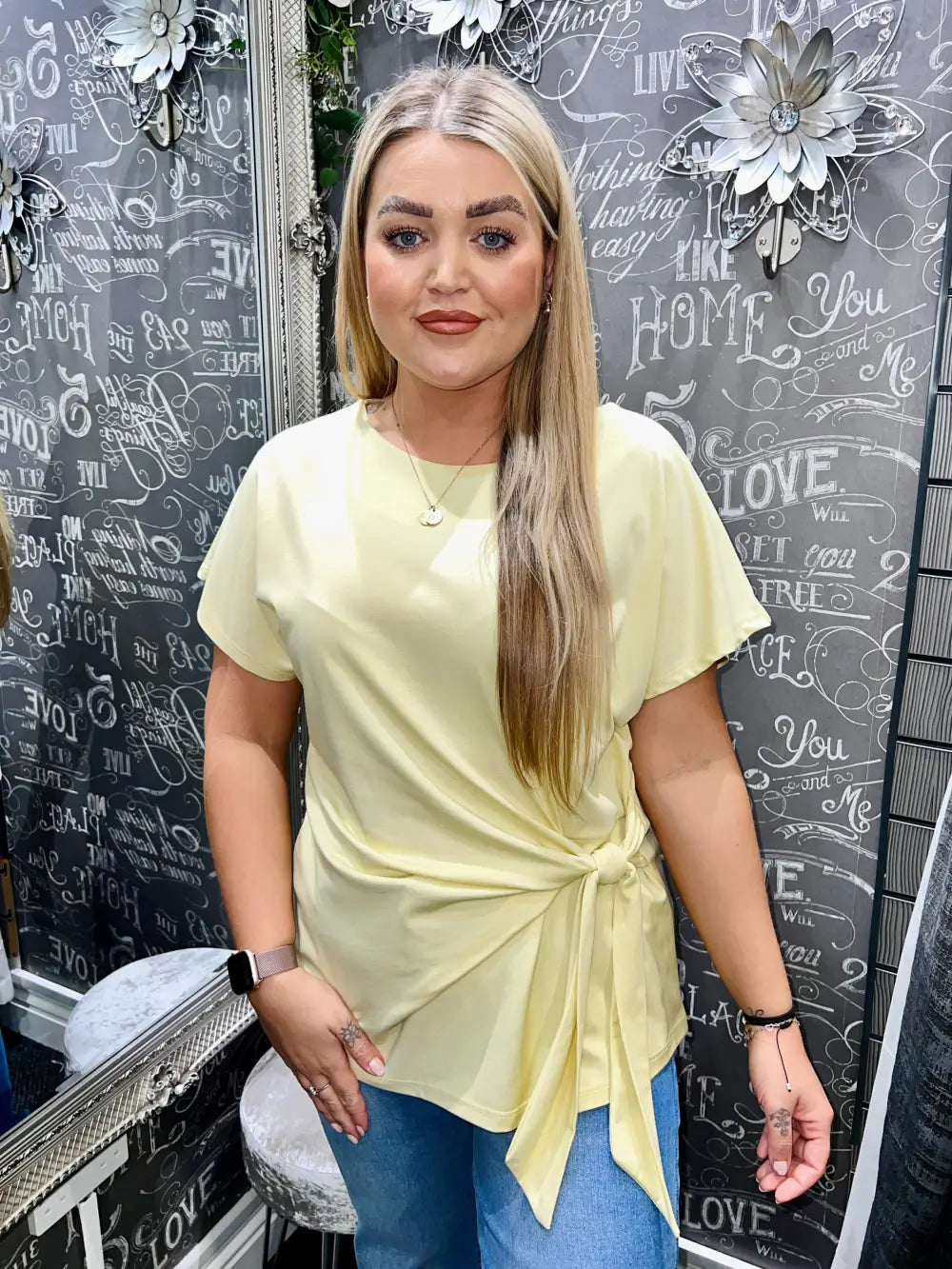 Beth Side Tie Top LEMON - Tops