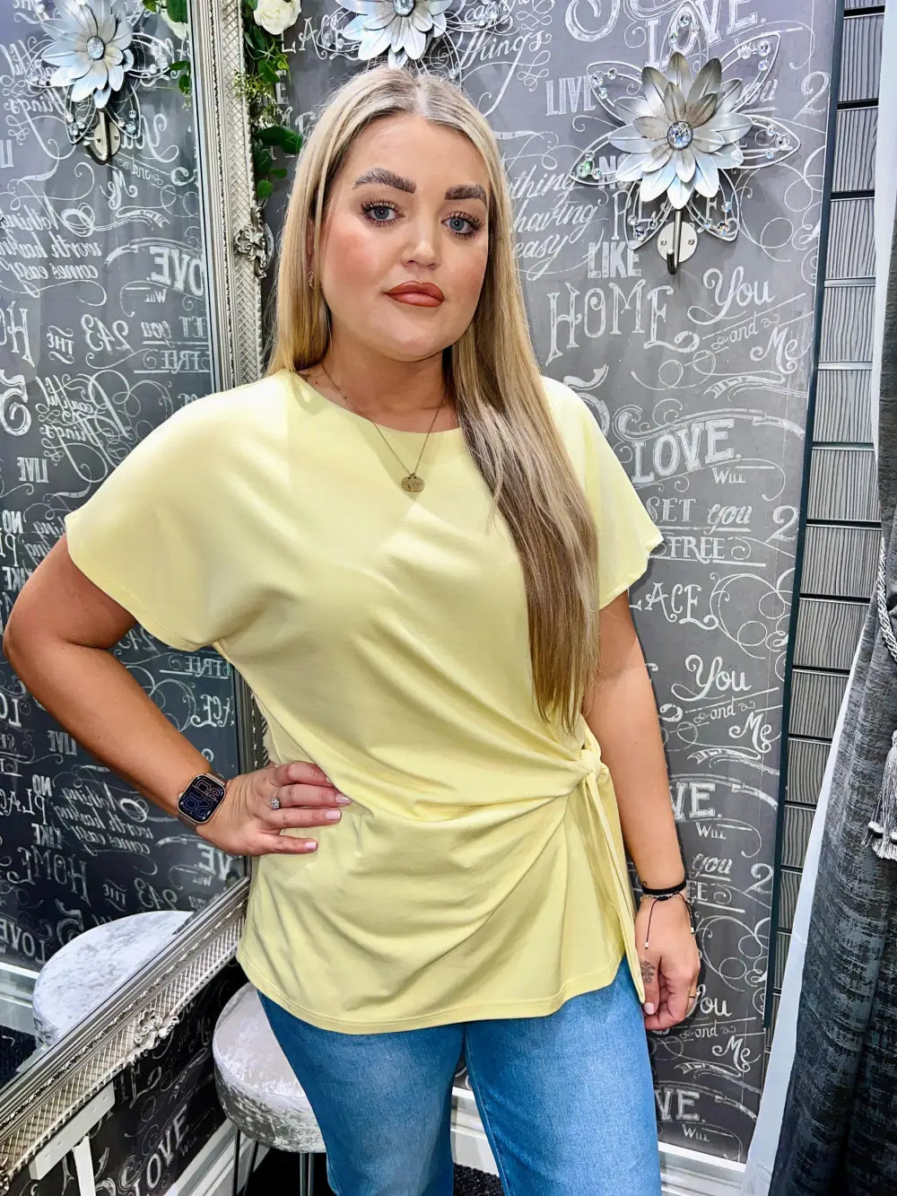 Beth Side Tie Top LEMON - Tops