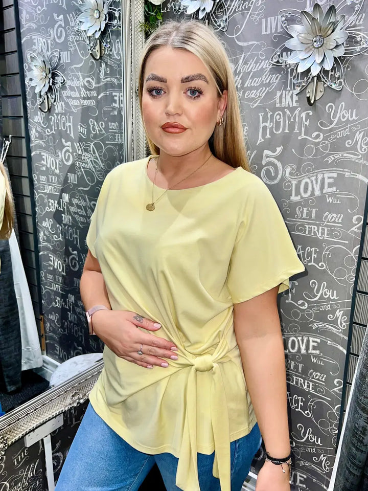 Beth Side Tie Top LEMON - Tops