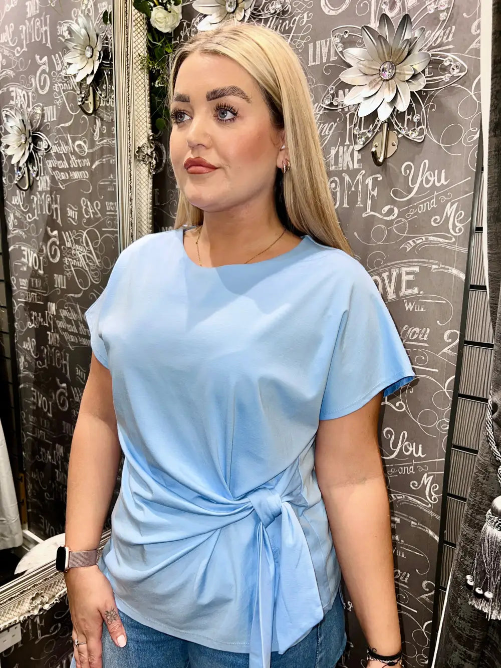 Beth Side Tie Top LIGHT BLUE - Tops