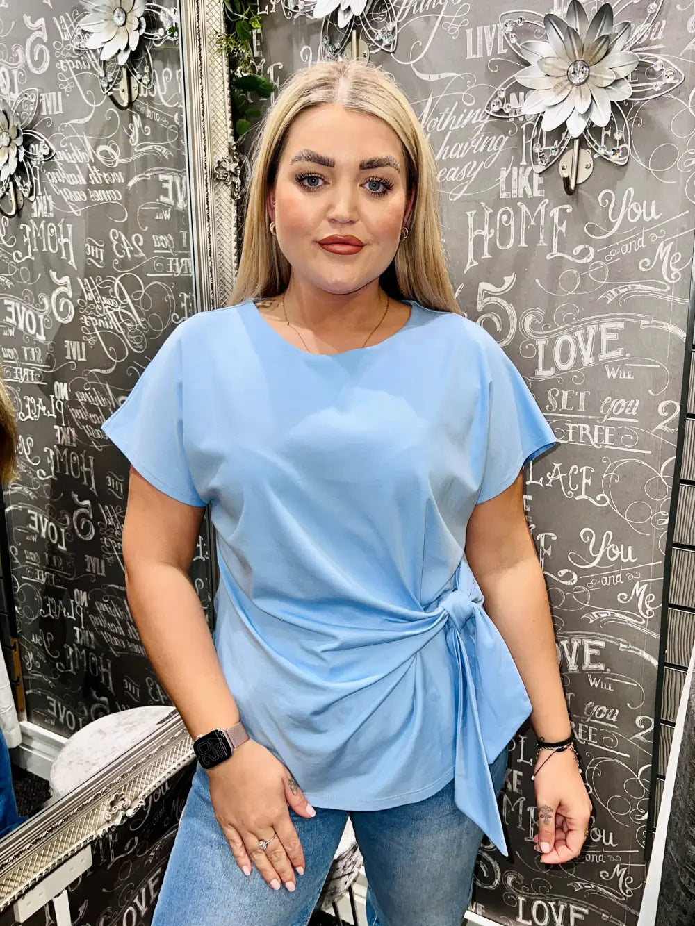 Beth Side Tie Top LIGHT BLUE - Tops