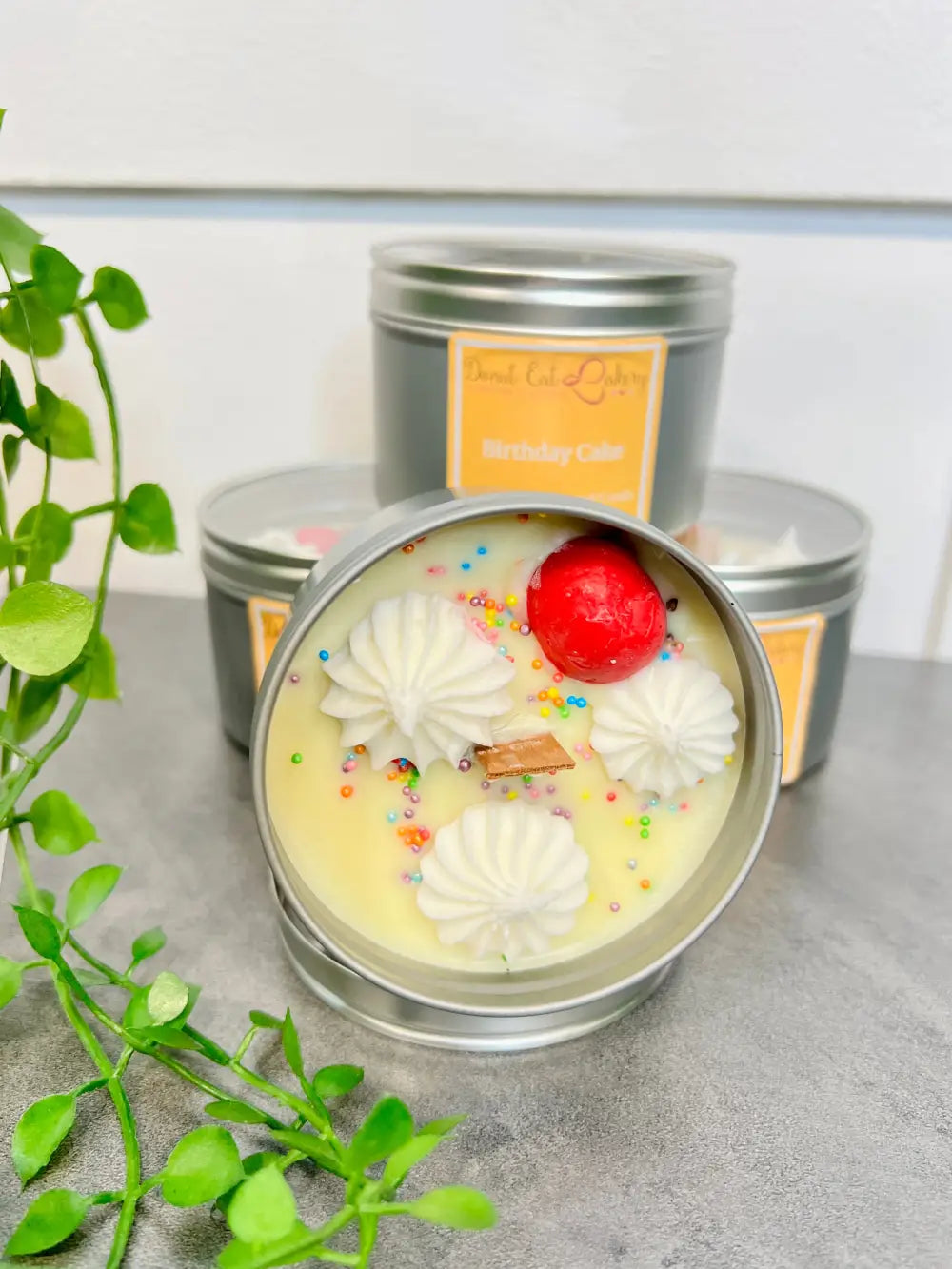Birthday Cake Premium Tinned Candle