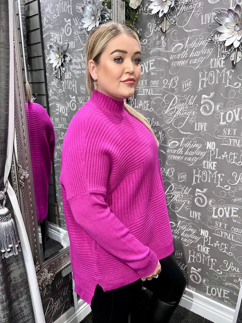 Block Ribbed Jumper MAGENTA - Jumper