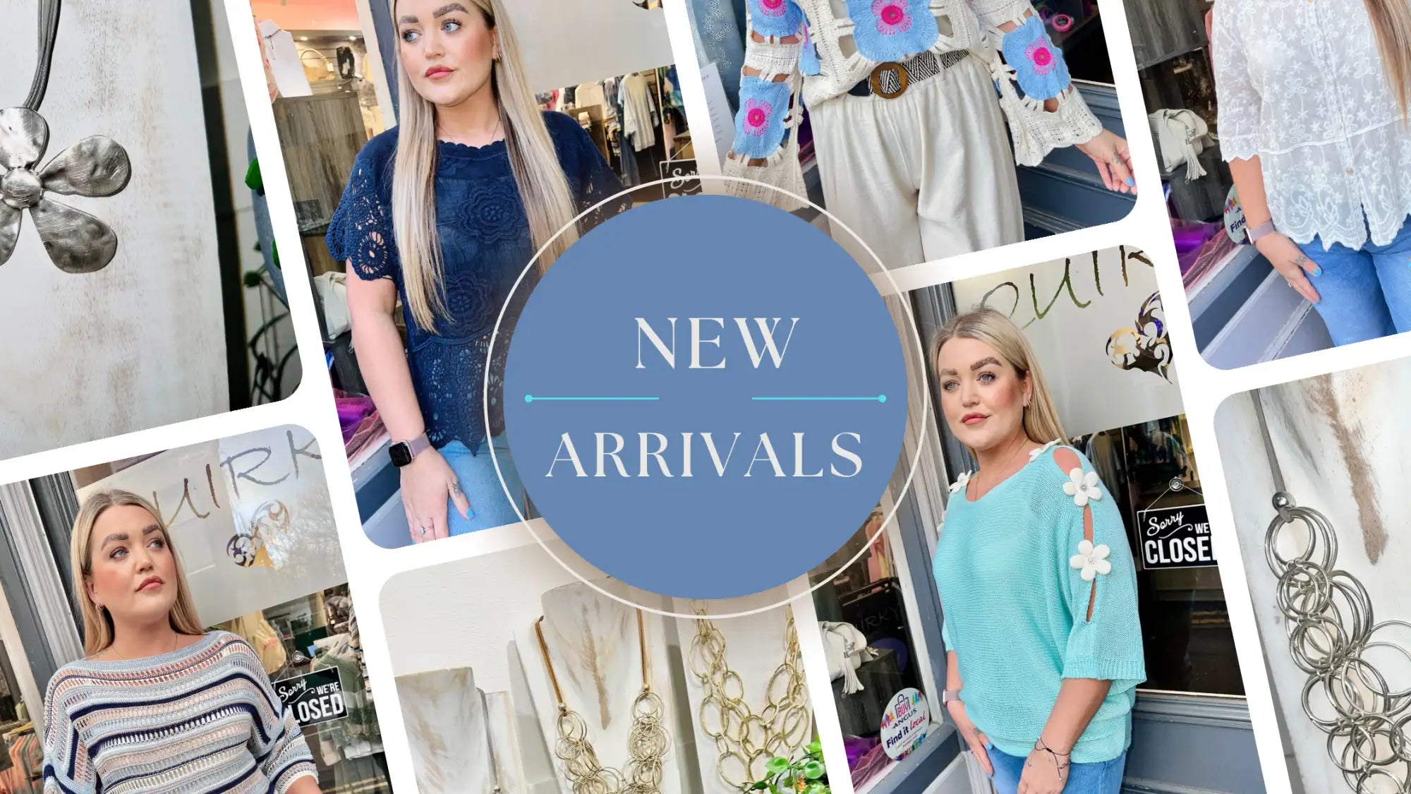 Blue lace top with short sleeves and a round neckline