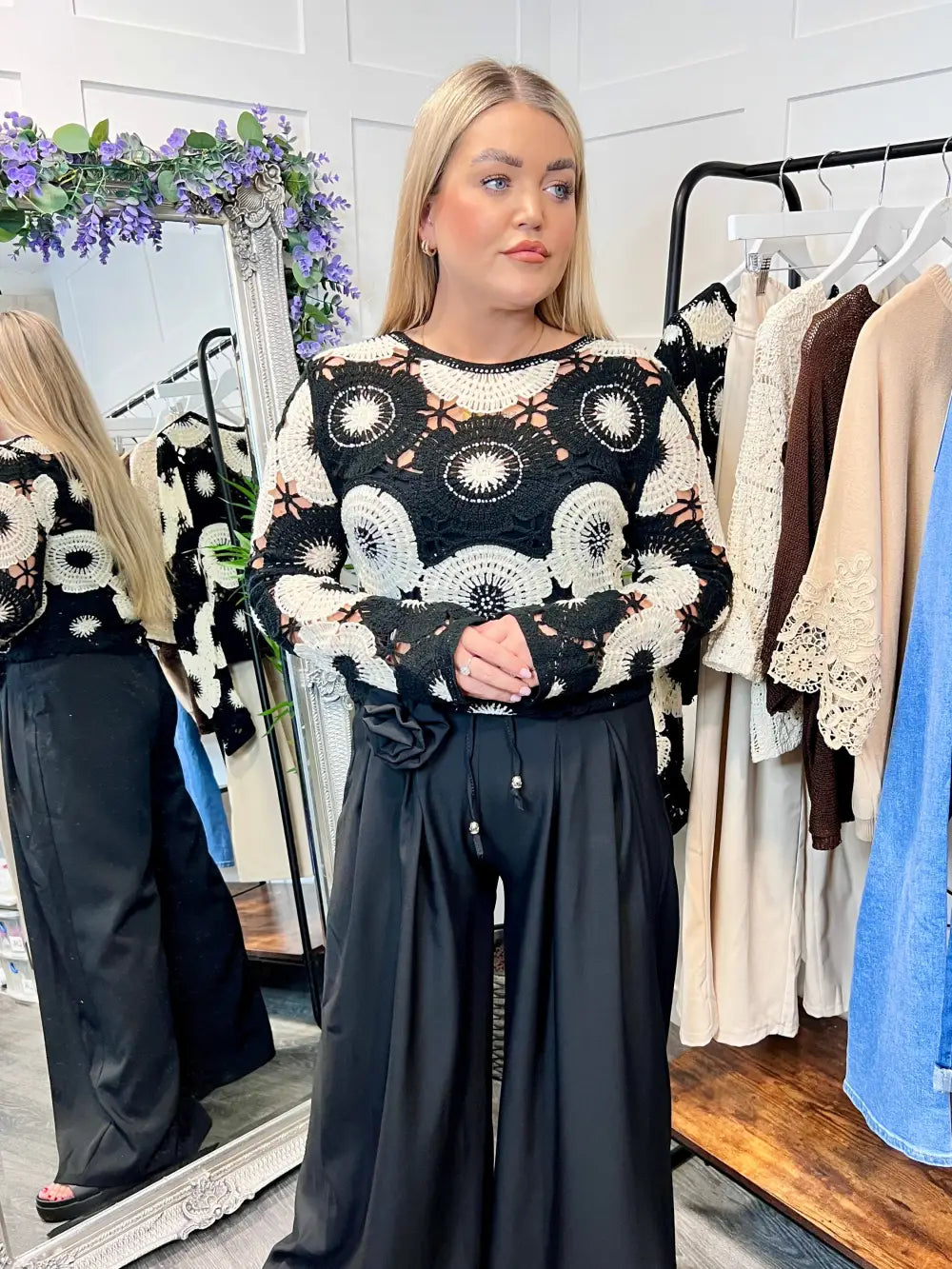 Brooke Beaded Crochet Knit - Knitwear