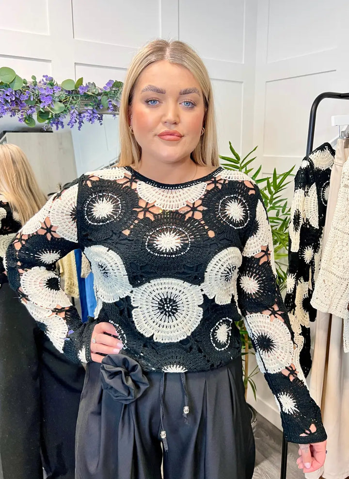 Brooke Beaded Crochet Knit - Knitwear