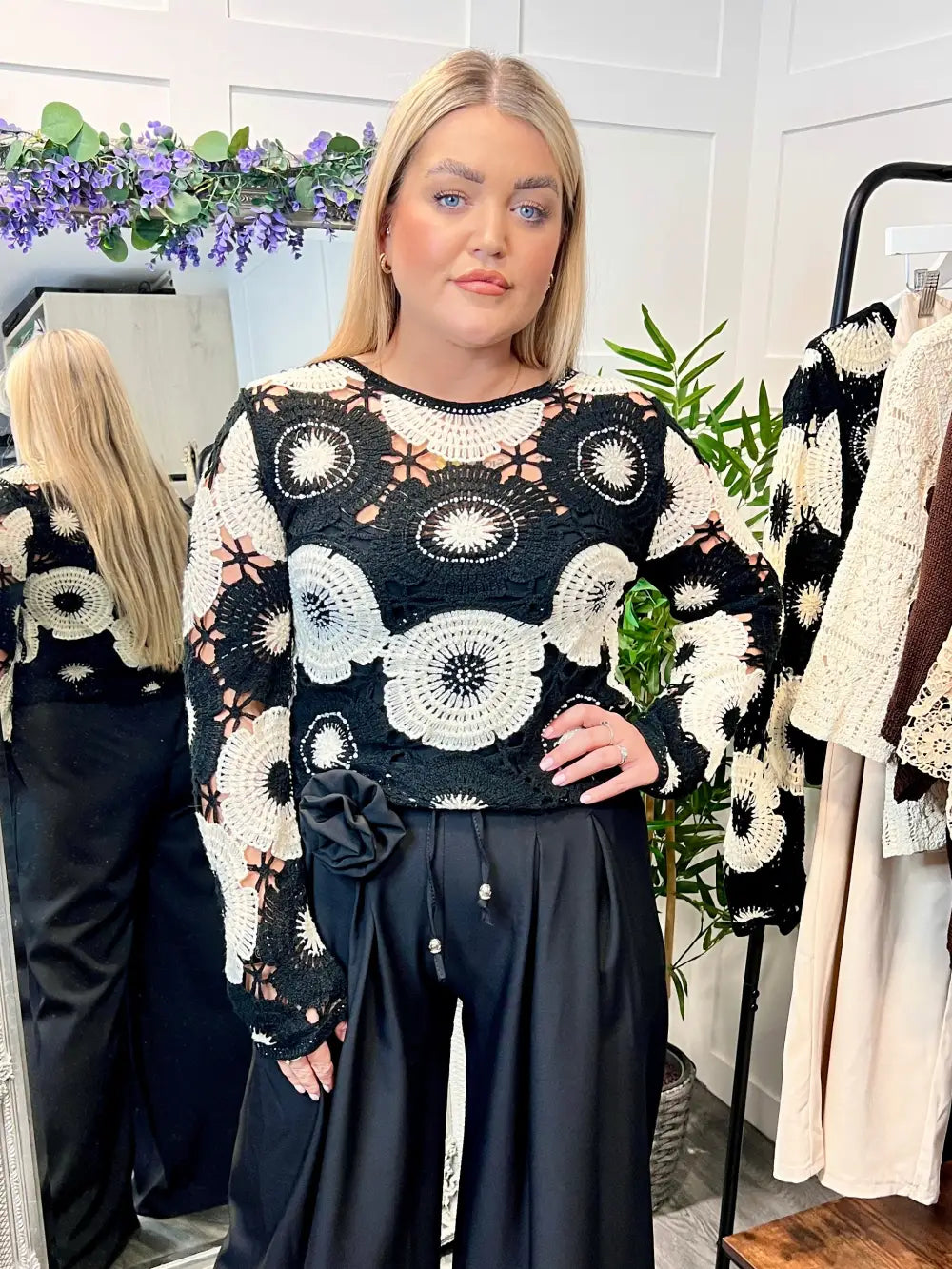 Brooke Beaded Crochet Knit - Knitwear