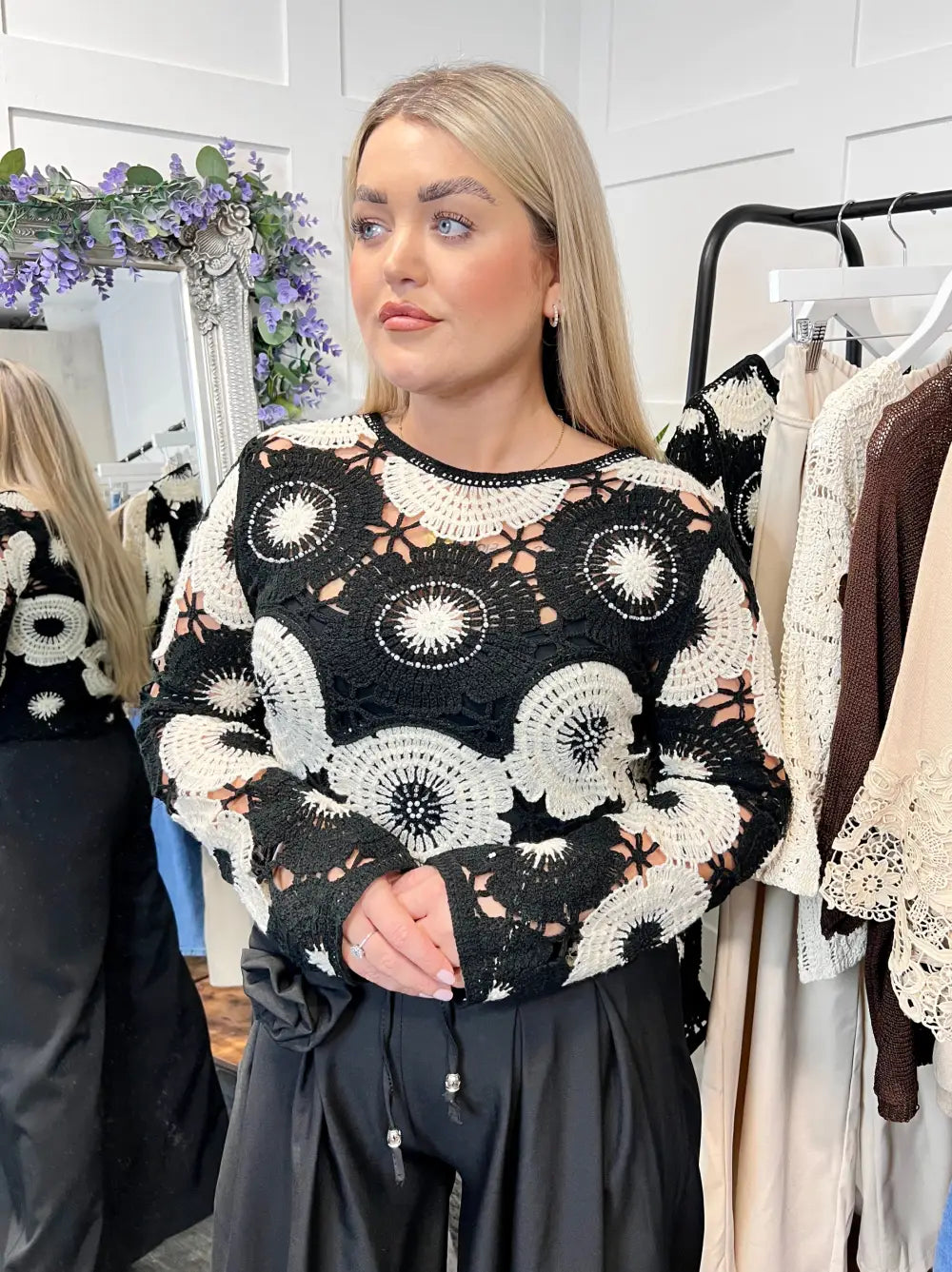 Brooke Beaded Crochet Knit - Knitwear